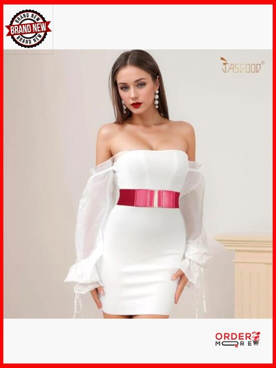 4 Pack Wide Elastic Stretch Waist Belts for Dresses main image 5